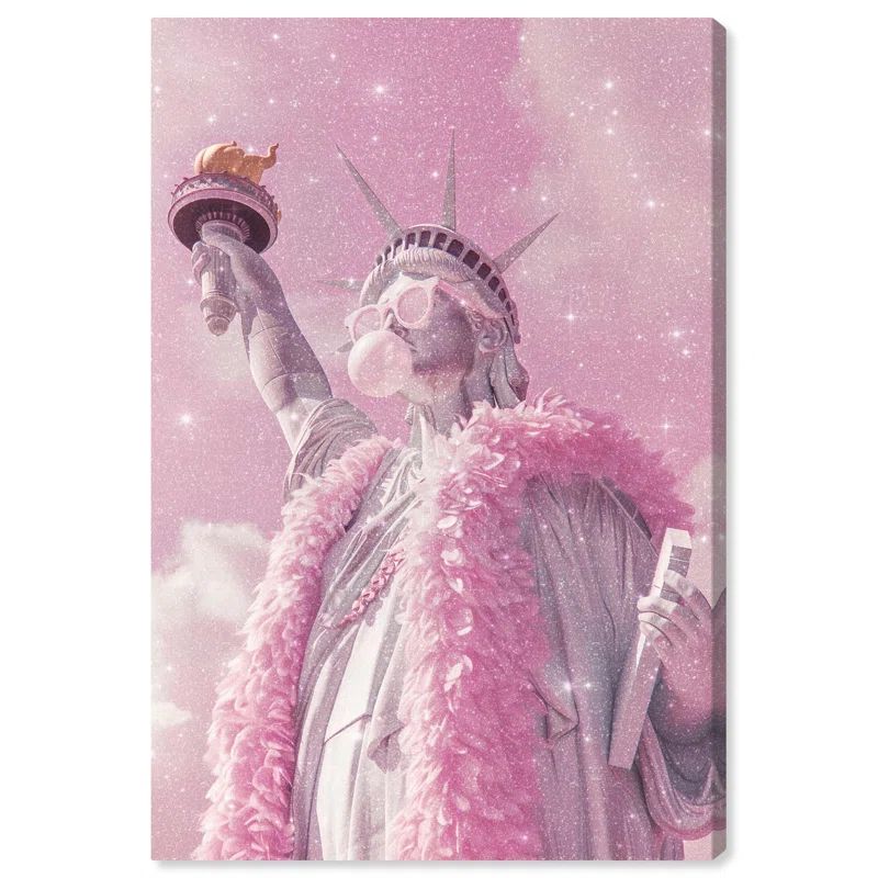 Statue of Liberty Pink Pop Wrapped Canvas Wall Art