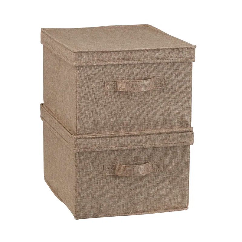 Latte Linen Large Stackable Storage Box with Lid Set