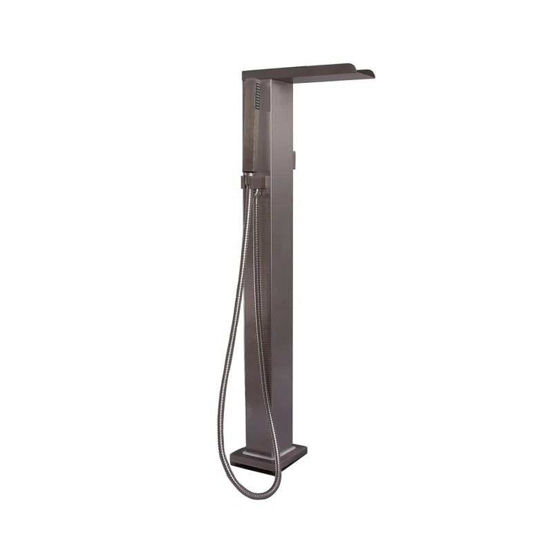 Brushed Stainless Steel Freestanding Tub Filler with Handshower