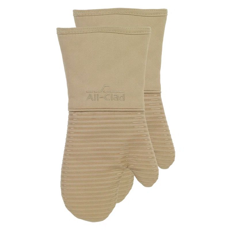Cappuccino Silicone and Cotton Heat Resistant Oven Mitts, 14" x 7"