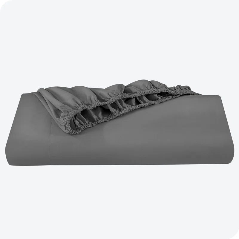 Gray Organic Cotton Percale Queen Fitted Sheet Set