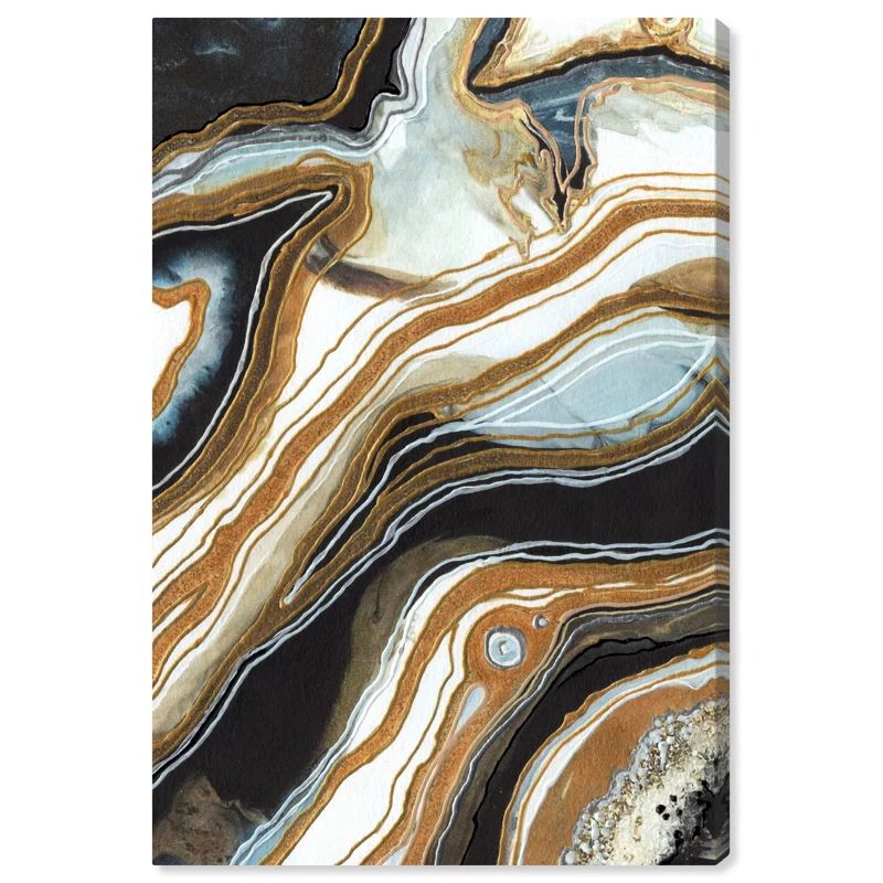 Black and Gold Abstract Geode Canvas Wall Art, 24" x 36"