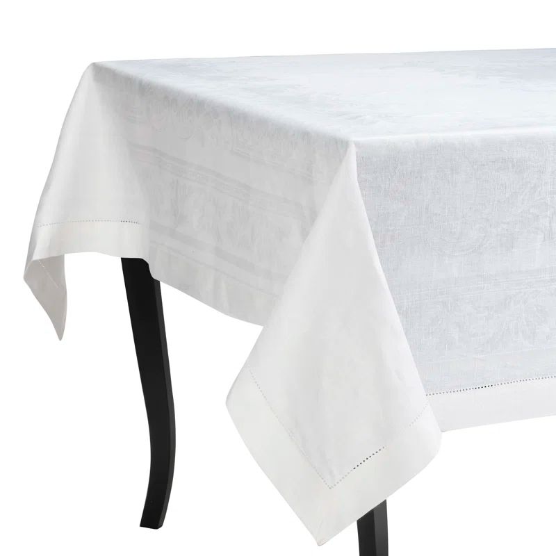Elegant White Linen Square Tablecloth 71" x 71"
