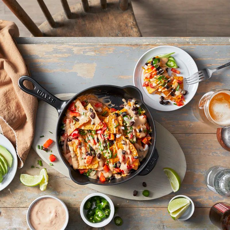 Black 8.5-inch Cast Iron Traditional Deep Skillet with Ceramic Coating