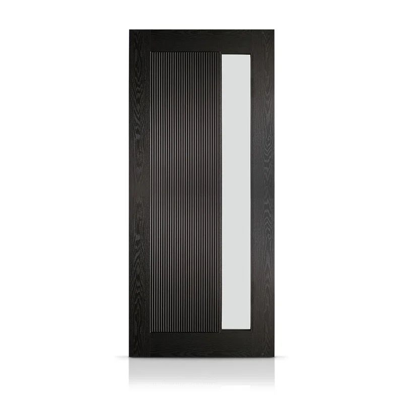 Black Painted Modern Fiberglass Front Door with Frosted Glass