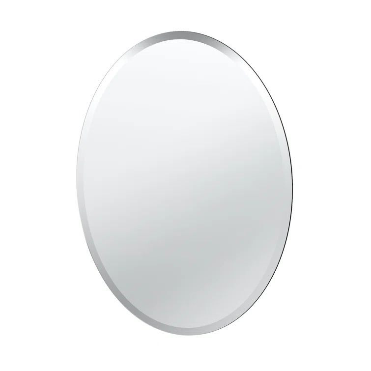 Frameless Oval 26.5" Clear Glass Bathroom Mirror