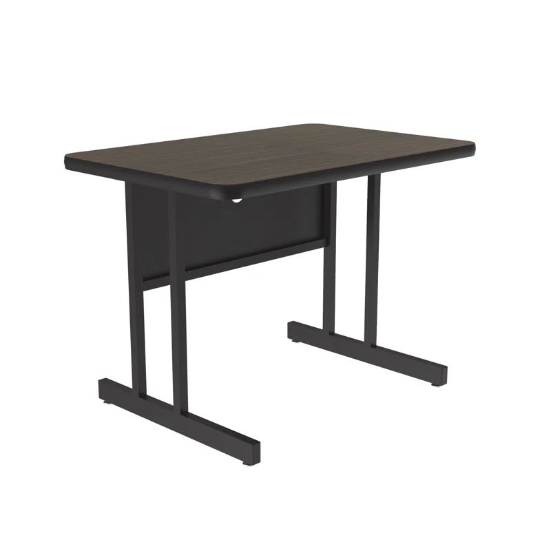 Correll 48" x 24" Rectangular Walnut and Black Laminate Computer Table