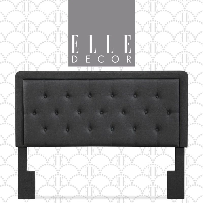 Charcoal Gray Upholstered Tufted Queen Headboard