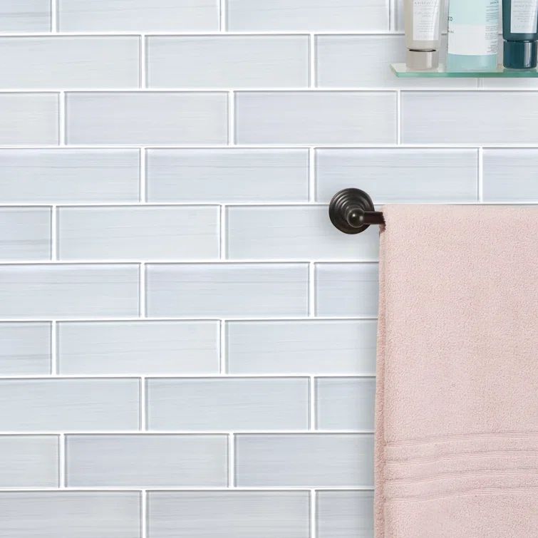 White Hand Painted 4" x 12" Glass Subway Tile