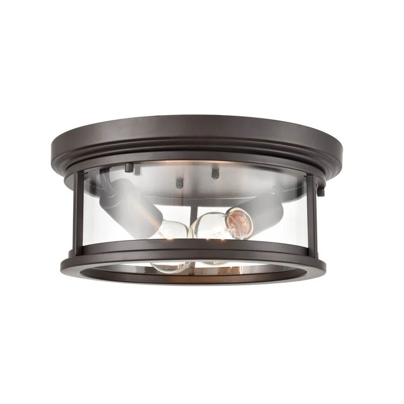 Powder Coat Bronze Glass 12" Flush Mount Light