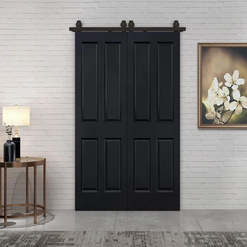 Black Stained MDF Double Bi-Fold Barn Door with Hardware Kit