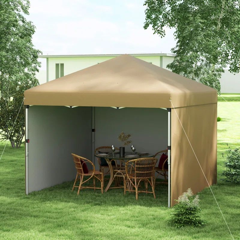 Beige Adjustable Steel Frame 10 Ft. Party Tent with Sidewalls
