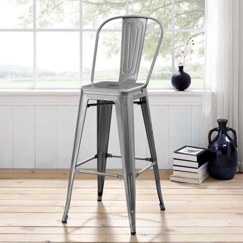 Promenade 30" Gunmetal Industrial Modern Metal Bar Stool