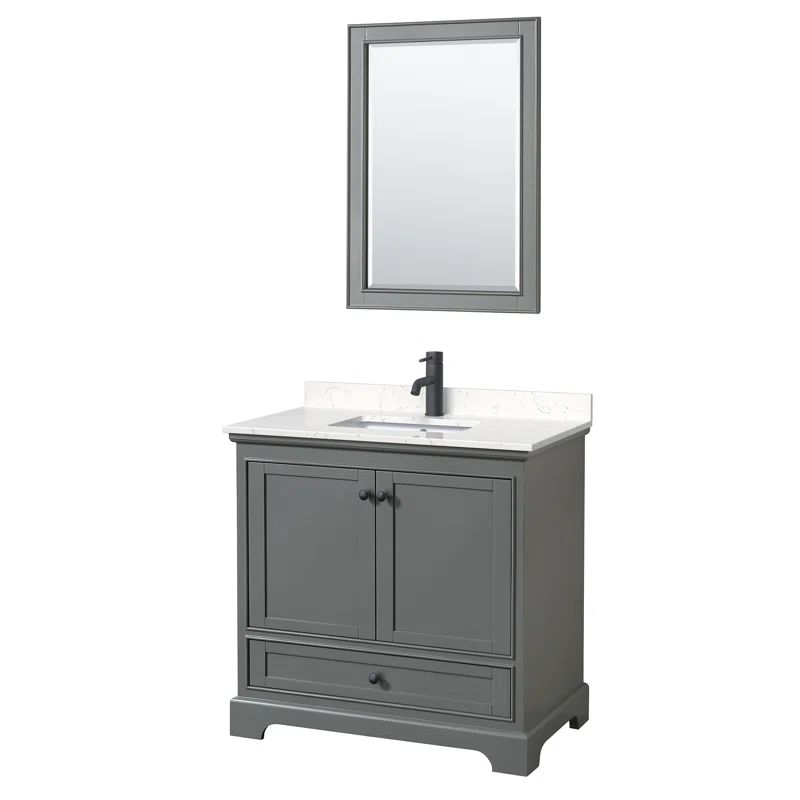 Deborah Dark Gray 36" Single Vanity with White Cultured Marble Top