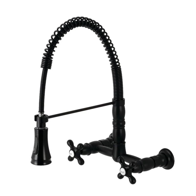 Matte Black Dual-Handle Pull-Down Sprayer Kitchen Faucet