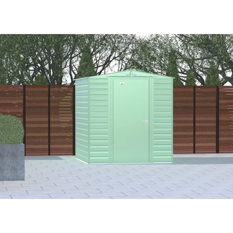 Sage Green 6x7 Steel Peak Roof Storage Shed