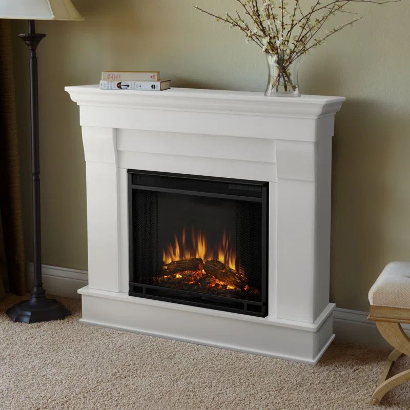 Chateau 37.6'' Classic White Electric Fireplace with LED Flames