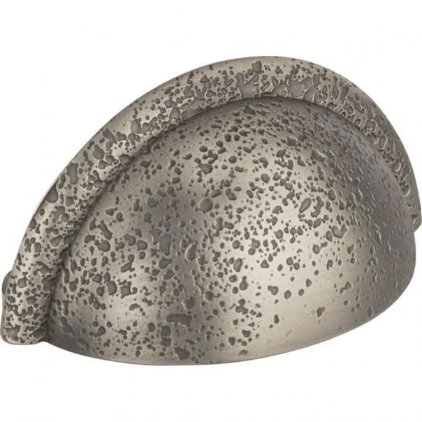 Pewter Distressed Cup Pull with Mounting Hardware
