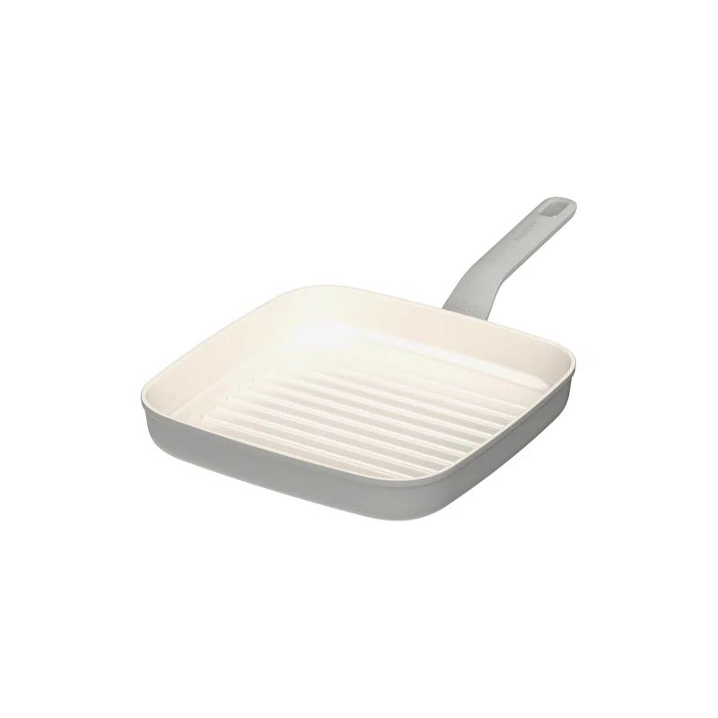 Moonmist Gray 10" Non-stick Ceramic Grill Pan with Recycled Aluminum