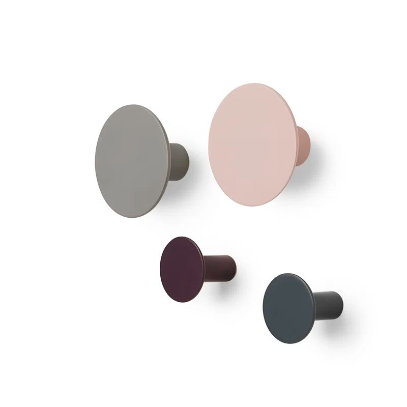 Ponto Set of 4 Multicolor Wall Hooks in Plastic and Metal