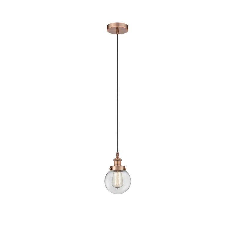 Edison 9.5'' Mini Globe Pendant Light in Copper with LED Option
