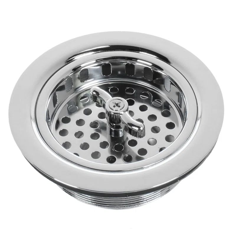 Polished Chrome 3.5" Sink Drain Assembly with Solid Brass Basket Strainer