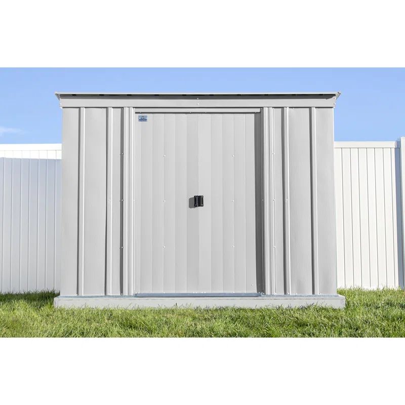 8 ft. x 4 ft. Flute Grey Galvanized Steel Storage Shed