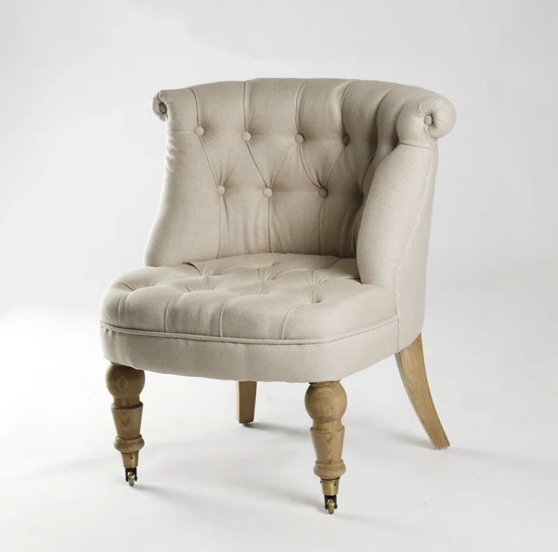 Amelie Natural Oak Slipper Chair with Linen Upholstery