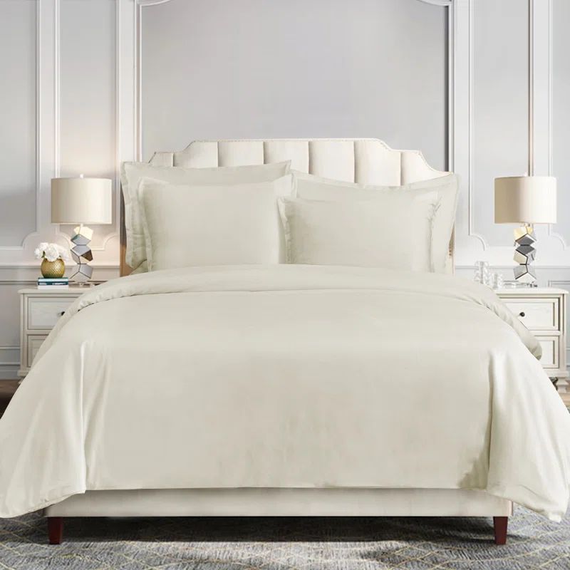 Cream Velvet King Duvet Cover Set with Pillow Shams