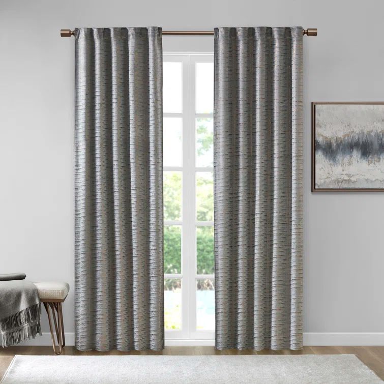 Gray and Copper Velvet Room Darkening Window Panels