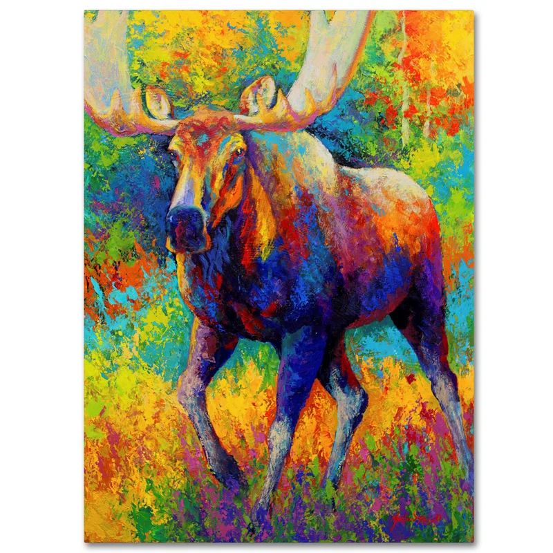 Vibrant Multicolor Bull Moose Canvas Art, 14 x 19
