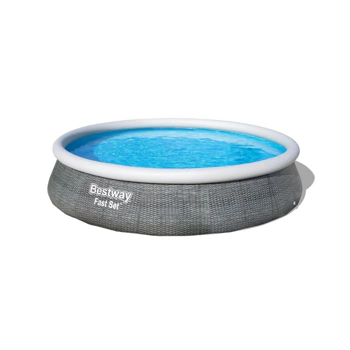 Bestway Fast Set 13' Round Gray PVC Inflatable Pool with Pump