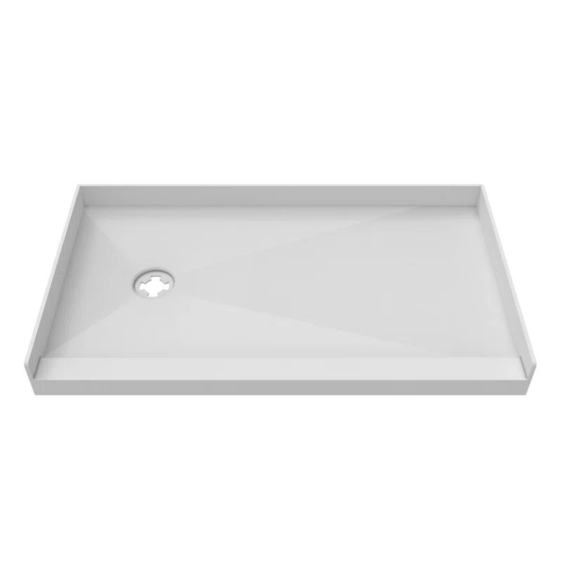 White Rectangular Solid Core Single Threshold Shower Base, 60" x 36"