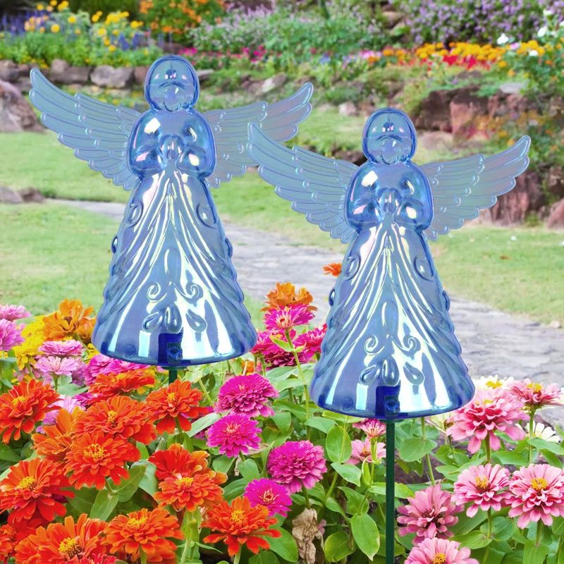 Blue Acrylic Angel WindyWing Garden Stakes Set