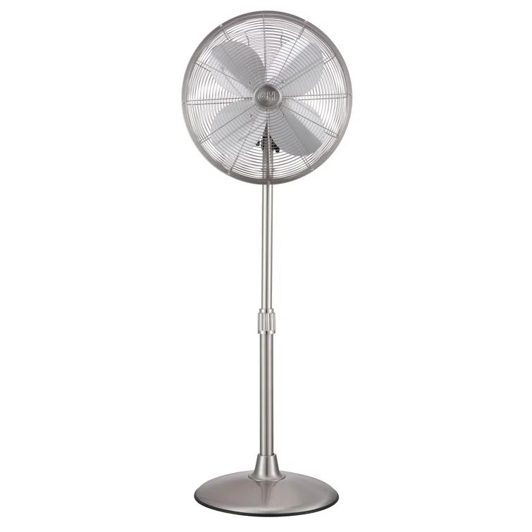 Retro Mint Green Metal Oscillating Floor Fan with Adjustable Height
