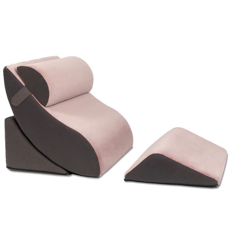 Rose/Grey Orthopedic Memory Foam Wedge Pillow System, 4-Piece Set