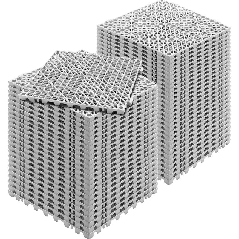 Gray PVC Interlocking Waterproof Drainage Floor Tiles Set