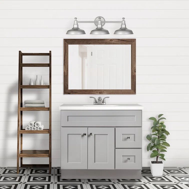 Gray Shaker Style 36-Inch Solid Wood Bathroom Vanity