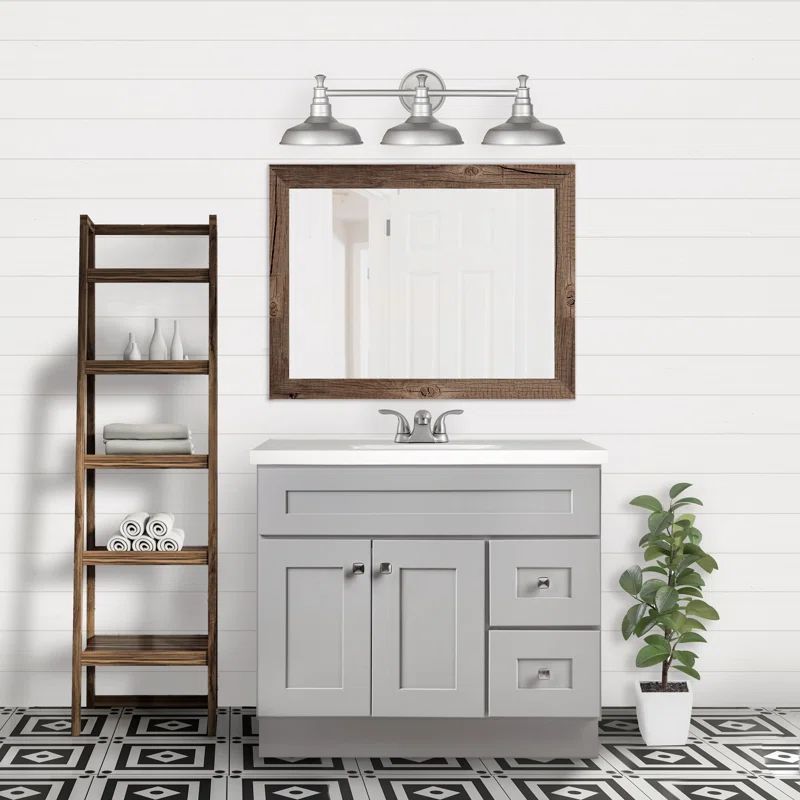 Gray Shaker Style 36-Inch Solid Wood Bathroom Vanity