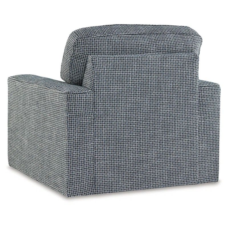 Blue Denim Transitional Swivel Accent Chair