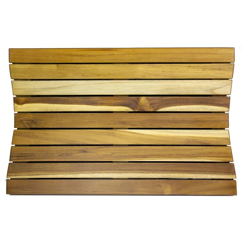 Earthy Teak 23" Non-Slip Wooden Bath Mat