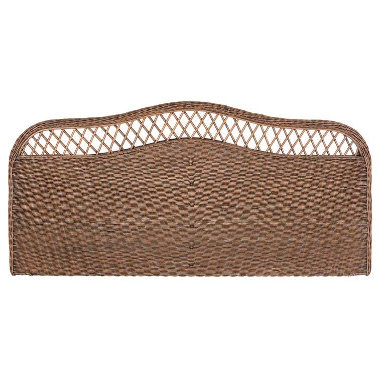 Transitional Wicker Queen Headboard in Tonal Brown