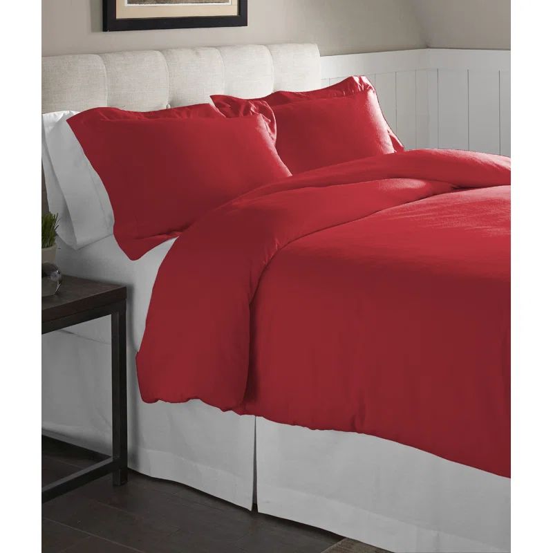 Rococco Red Twin/Twin XL Cotton Flannel Duvet Set