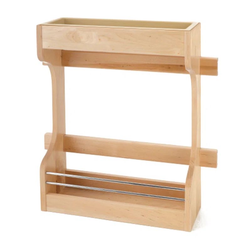 Maple Wood Dual Shelf Under Sink Organizer with Chrome Rails