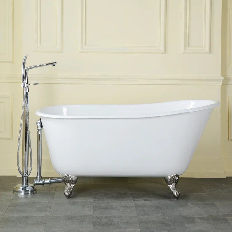 Gareth 53" White Cast Iron Clawfoot Slipper Tub