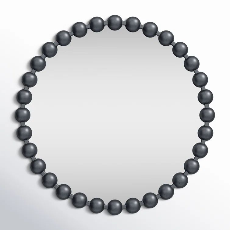 Marlowe Black Beaded Round Iron Accent Mirror