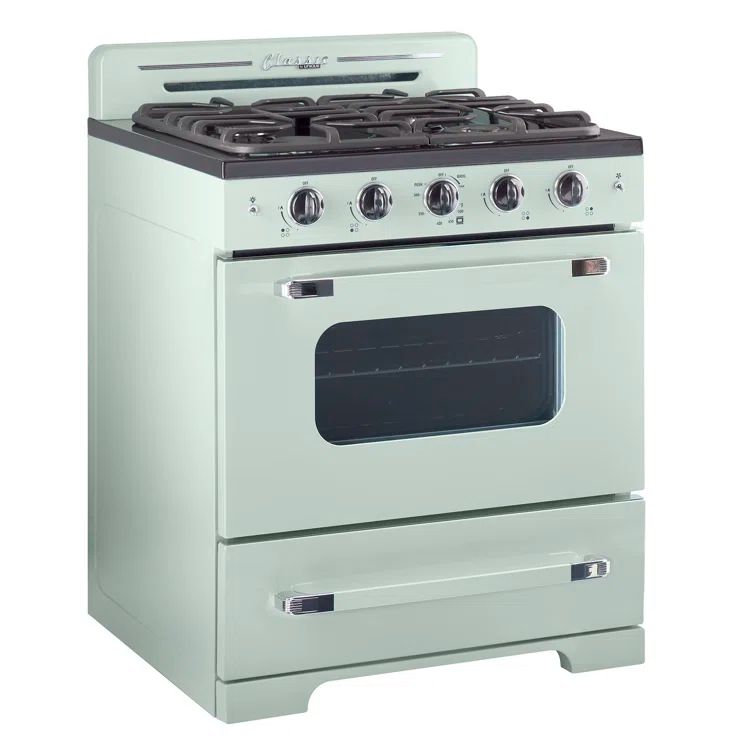 Summer Mint Green 30" Retro Freestanding Gas Range with Convection Oven