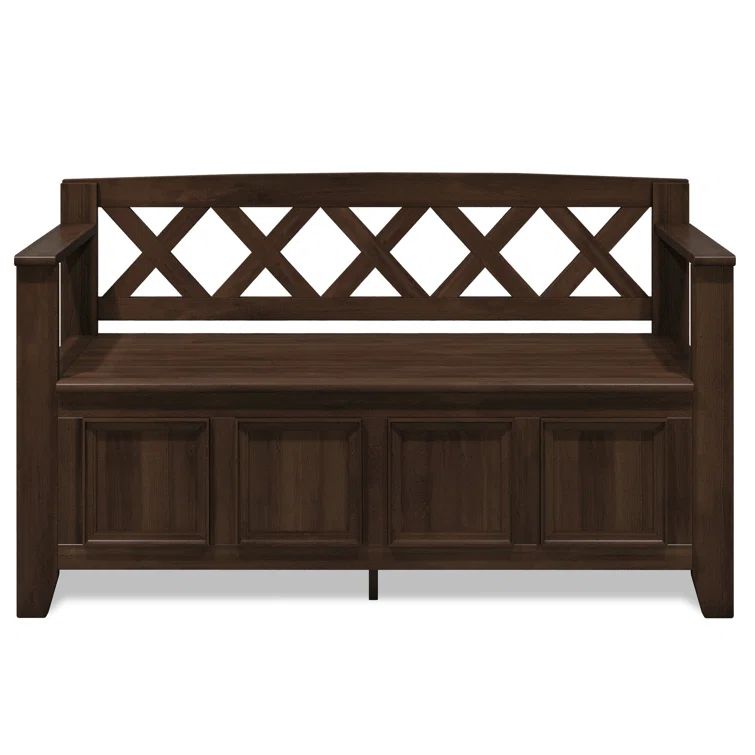 Amherst Natural Aged Brown Solid Wood Entryway Storage Bench