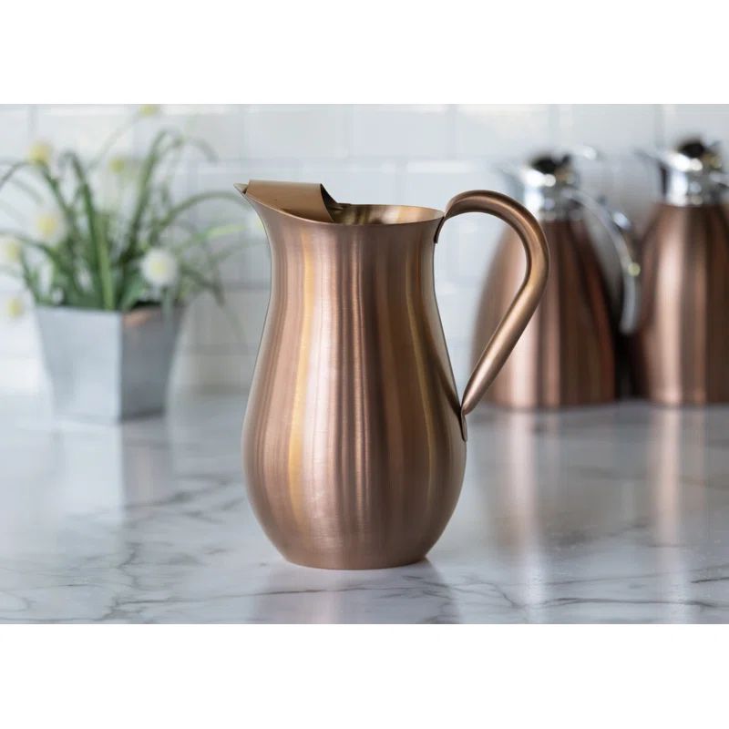 Rose Gold Bell Shaped Stainless Steel Pitcher with Ice Guard