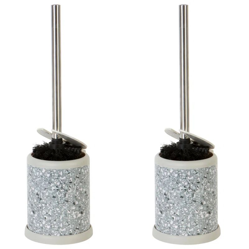 Terz Grey Stainless Steel Toilet Brush and Holder Set